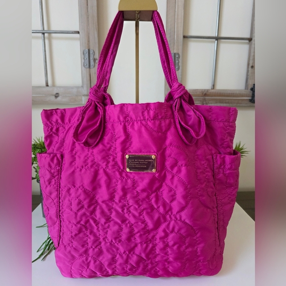 Y2K Marc By Marc Jacobs Large  Quilted Hot Pink Tote Bag - Picture 2 of 13